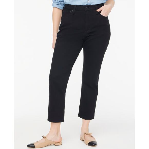 J.Crew Curvy Essential Jeans Womens 26 Black Straight All-day Stretch High Rise - Picture 1 of 7
